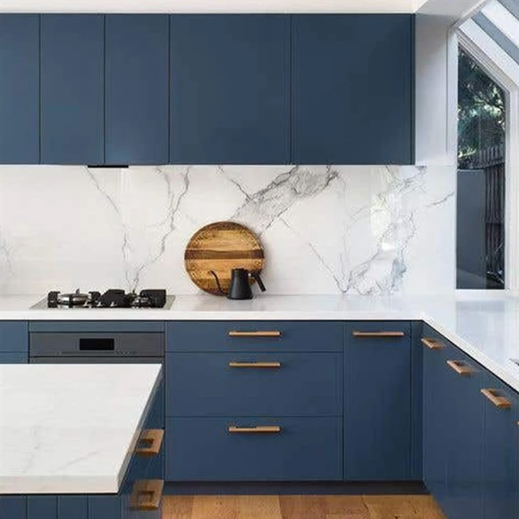 navy blue kitchen cabinets manufacturer for residential projects